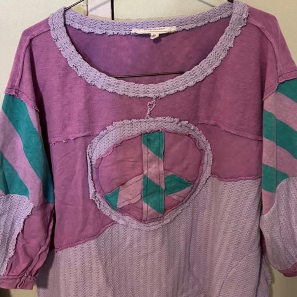 Vibrant Purple and Green Women's Blouse